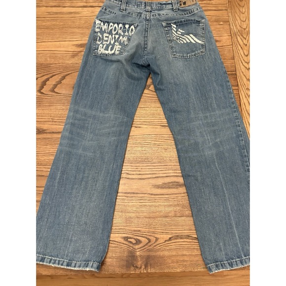 Emporio Armani Men's 36x32 Blue Denim Graffiti Baggy Jeans - Picture 3 of 11